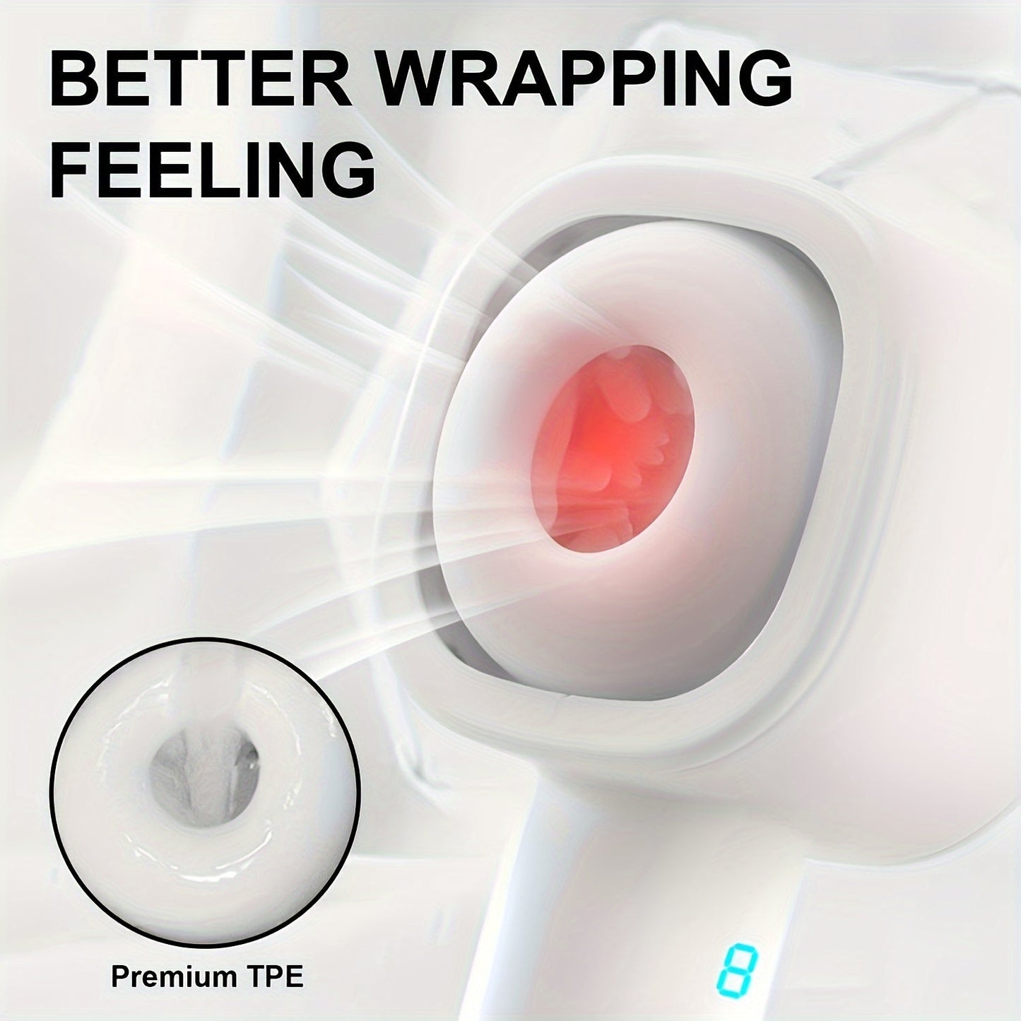 Compact Portable Male Masturbator with 8 Thrusting & Vibrating Modes. Dual Open-Ended Penis Massager - USB Rechargeable. TPE Material