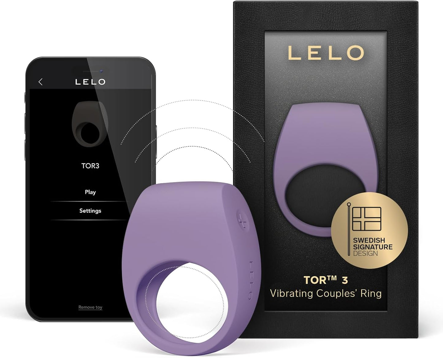 LELO TOR 3 Vibrating Penis Ring App Connected Adult Toy for Man and Woman. Couples Sex Toy with 8 Pleasure Settings for Enhanced Sensation. Silicone Cock Ring. Base Blue