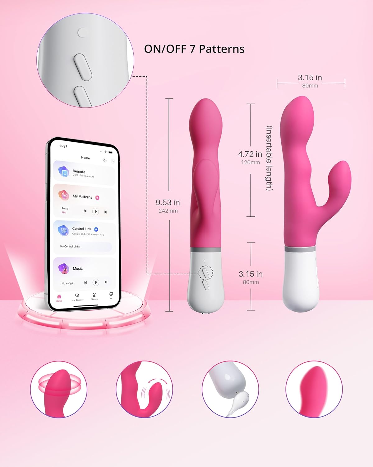 LOVENSE Nora Rabbit Vibrator with APP Control. Pink Vibrator Rabbit with Dual Motor. Clitoral Stimulator Dildo Massager. Sex Toys for Women with Smartphone Wireless