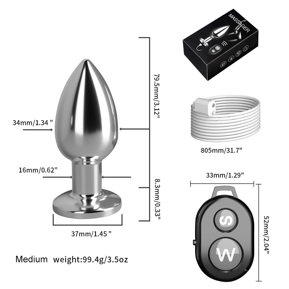 Remote Control Metal Anal Plug Vibrators Adult Vagina Dilator Women Sex Toys Butt Plug SM Outdoor Play Anus Expansion Beads