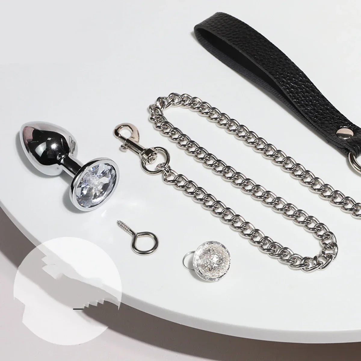 BDSM อุปกรณ์รัดคอ ปลอกคอ สายจูง ชุดปลั๊กอุดก้น ทาส SM ปลั๊กอุดก้นพร้อมโซ่กระดิ่ง สายจูงทาส ชุดเกมผู้ใหญ่คู่รัก