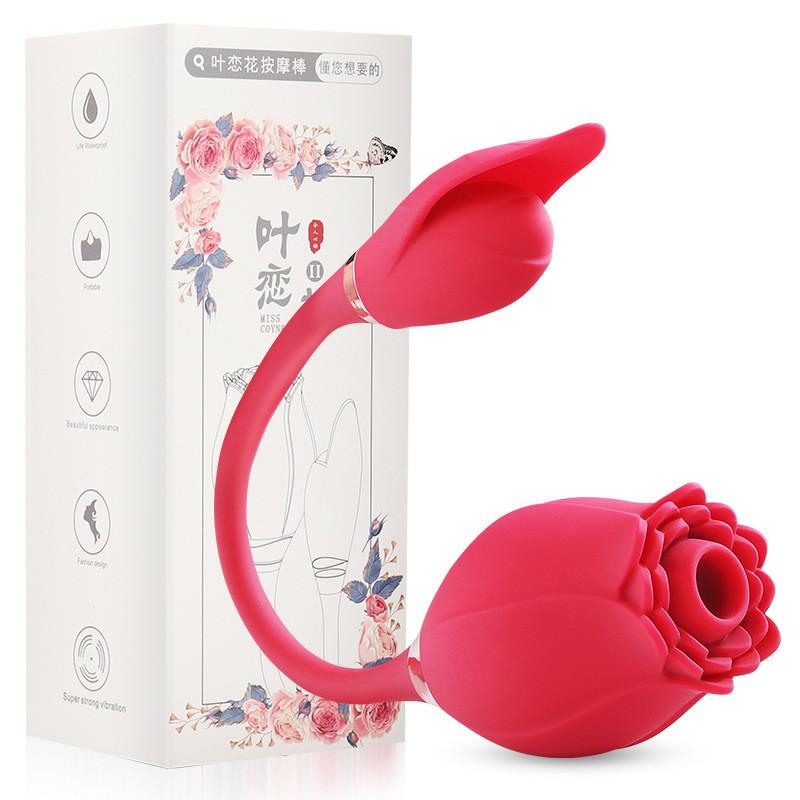 เครื่องสั่นดูดกระตุ้นปุ่มกระสัน Rose พร้อมไข่สั่น เครื่องกระตุ้นช่องคลอดและทวารหนัก เครื่องนวดหัวนม ของเล่นทางเพศสำหรับผู้หญิง