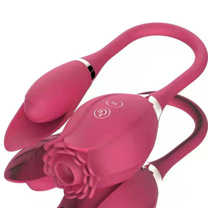 เครื่องสั่นดูดกระตุ้นปุ่มกระสัน Rose พร้อมไข่สั่น เครื่องกระตุ้นช่องคลอดและทวารหนัก เครื่องนวดหัวนม ของเล่นทางเพศสำหรับผู้หญิง