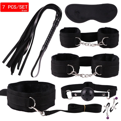11PCS Set Leather Sex Toys for Adult Game Erotic BDSM Sex Kits Bondage Handcuffs Sex Game Whip Gag SM Bdsm Toys Nipple Clamps