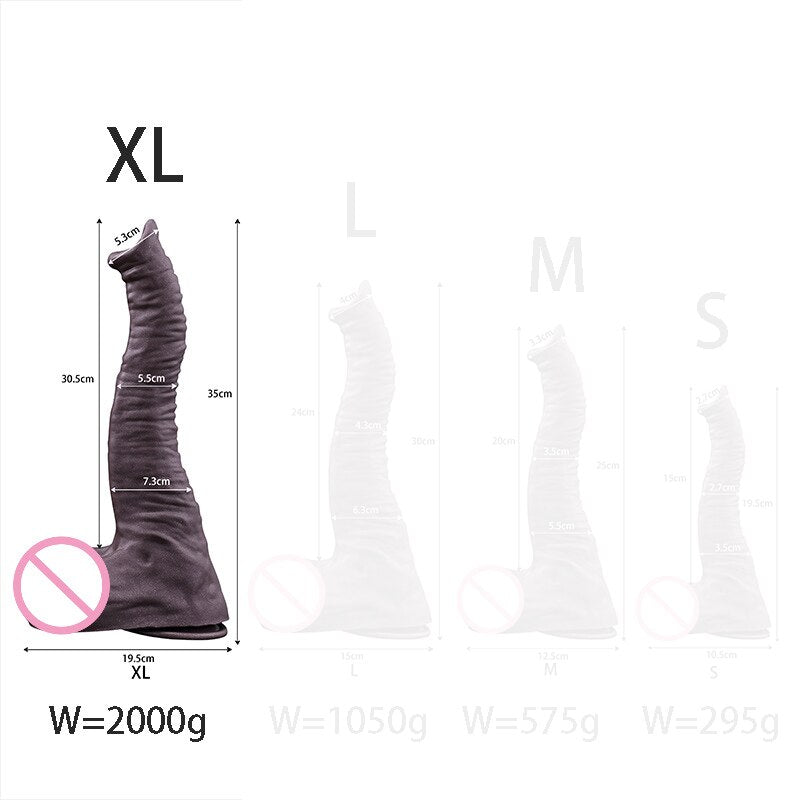 12in Realistic Elephant Shape Soft Silicone Dildo Big Penis Double Suction Self-stimulation Masturbation Lesbian Anal Sex Toy
