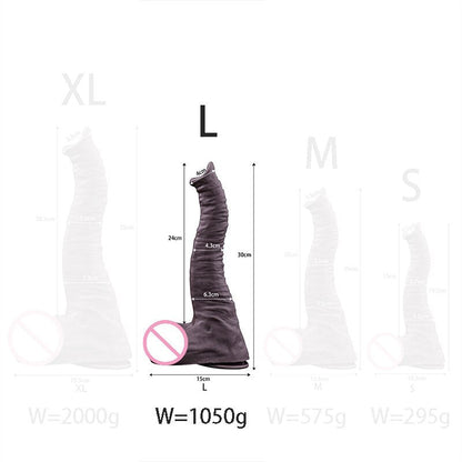 12in Realistic Elephant Shape Soft Silicone Dildo Big Penis Double Suction Self-stimulation Masturbation Lesbian Anal Sex Toy