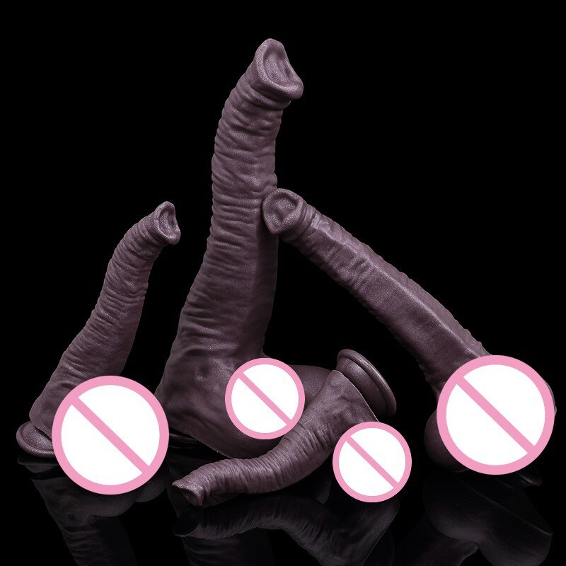 12in Realistic Elephant Shape Soft Silicone Dildo Big Penis Double Suction Self-stimulation Masturbation Lesbian Anal Sex Toy