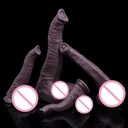 12in Realistic Elephant Shape Soft Silicone Dildo Big Penis Double Suction Self-stimulation Masturbation Lesbian Anal Sex Toy
