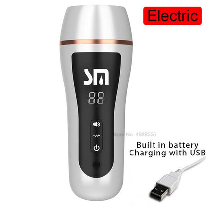 18 + ชายช่วยตัวเอง ปั๊มเพิ่มขนาดช่องคลอด Vibrator ฝึกความอดทน 10 สปีด ช่องคลอดเทียม เครื่องมือช่วยชะลอการหลั่ง เซ็กส์ทอยสำหรับผู้ชาย