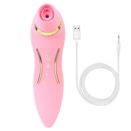 2 In 1 Heating Nipple Sucker Vibrator Dildo Vagina Stimulation Vibrating Strong Suction Dual Head Clitoris Sex Toys for Woman