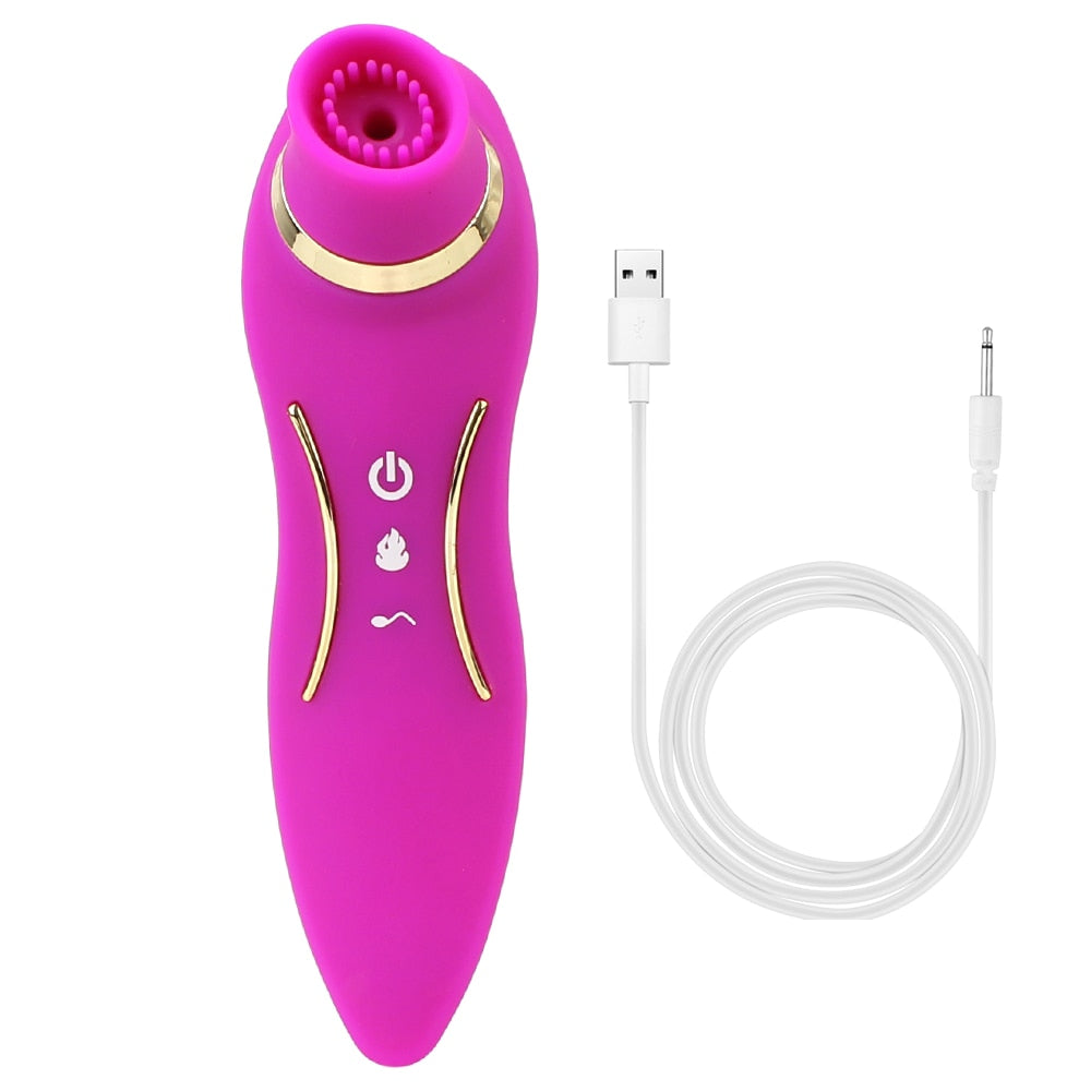 2 In 1 Heating Nipple Sucker Vibrator Dildo Vagina Stimulation Vibrating Strong Suction Dual Head Clitoris Sex Toys for Woman
