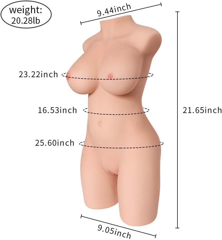 9Kg Sex Doll Male Masturbator with 3-in-1 Soft Big Breast Tight Pussy & Ass Sex. Adult Torso Sex Toy Dolls for Men Orgasm. Realistic Convenient Fleshy Masturbation Size.