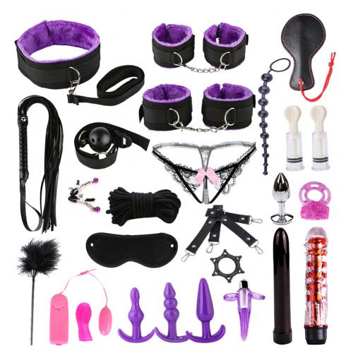 ชุดของเล่นเซ็กซ์ 26 ชิ้น กางเกงในลูกไม้เซ็กซี่ กุญแจมือ ผ้าปิดตา BDSM Bondage Set ของเล่นยั่วยวนสำหรับคู่รักและทาส