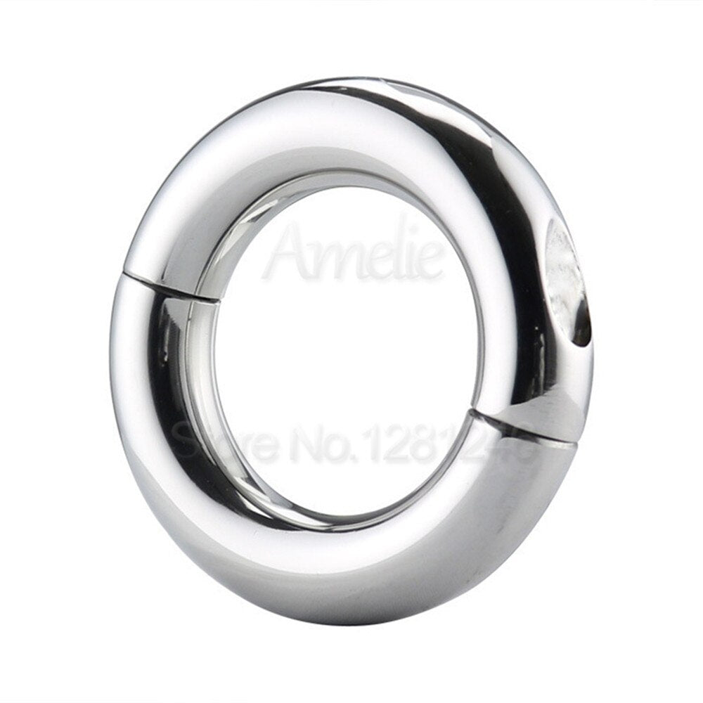 28-50mm Stainless Steel Penis Ring Scrotum Pendant Ball Stretcher Penis Enhancer Restraint Metal Cock Ring Sex Aid Toys for Men