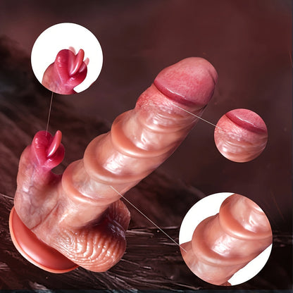 8 Inch Stretchable Vibration Sex Toy - 4-in-1 Realistic Female Anal Stimulator with 7 Stretching and 7 Vibration Modes. Wireless Remote Control. and Heating Functionality
