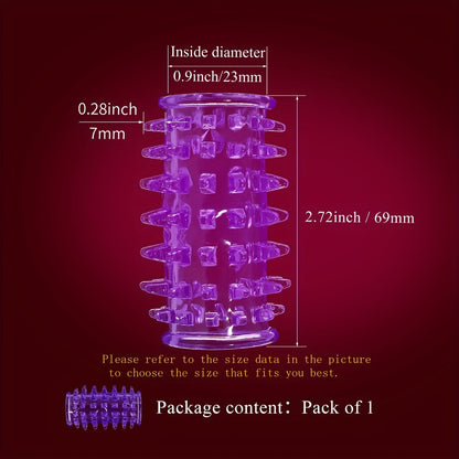 2.72inch Purple Penis Sleeve. Waterproof And Skin-friendly TPE Material. Prickly Texture Design. Physical Sensitivity Reduction. Enhance Erect. Delay Ejaculation Lasting Ring. Sex Toys For Men Or Couples