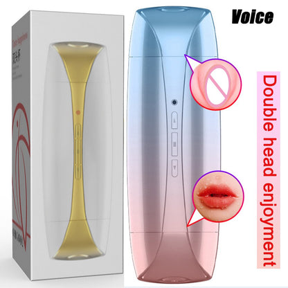 Dual-Head Vibrator Enjoyment Masturbation Cup Tongue Licking Vagina Pocket Pussy Adult Vibrator Sexy Toy for Men Orgasm