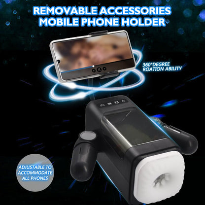 Auto-Heating Robot Game Cup for Men Vibrating Realistic Vagina with Phone Holder