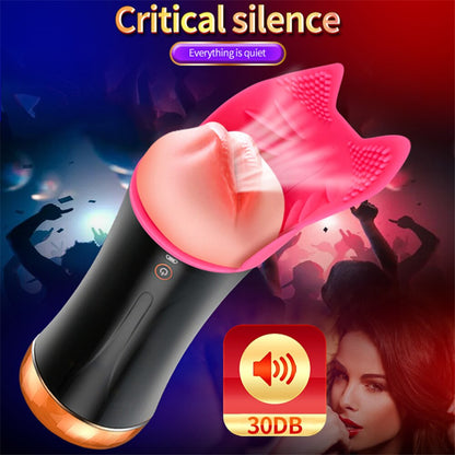 Dual-Head Vibrator Enjoyment Masturbation Cup Tongue Licking Vagina Pocket Pussy Adult Vibrator Sexy Toy for Men Orgasm