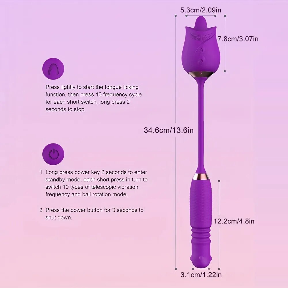 Rose Vibrator Rotating Clitoral Stimulator Vibrating Egg Plug for Women Anal Sex Toys