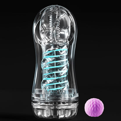 Vacuum-controlled artificial vagina for men, "vagina in a can".