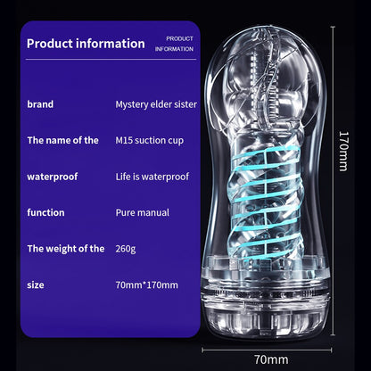 Vacuum-controlled artificial vagina for men, "vagina in a can".