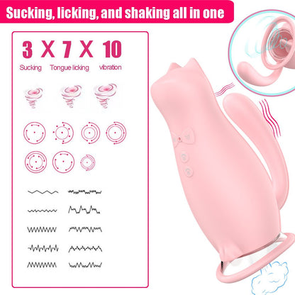 Rose Tongue Bite Vibrator, Vaginal Suction Vibrator, Clitoris Stimulator Sex Toy, Intimate Products for Women