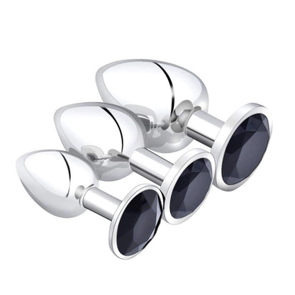 3 Different Size S/M/L Metal Anal Plug with Crystal Jewelry Smooth Prostate Massage Butt Silicone Plug Anal Sex Toys for Woman