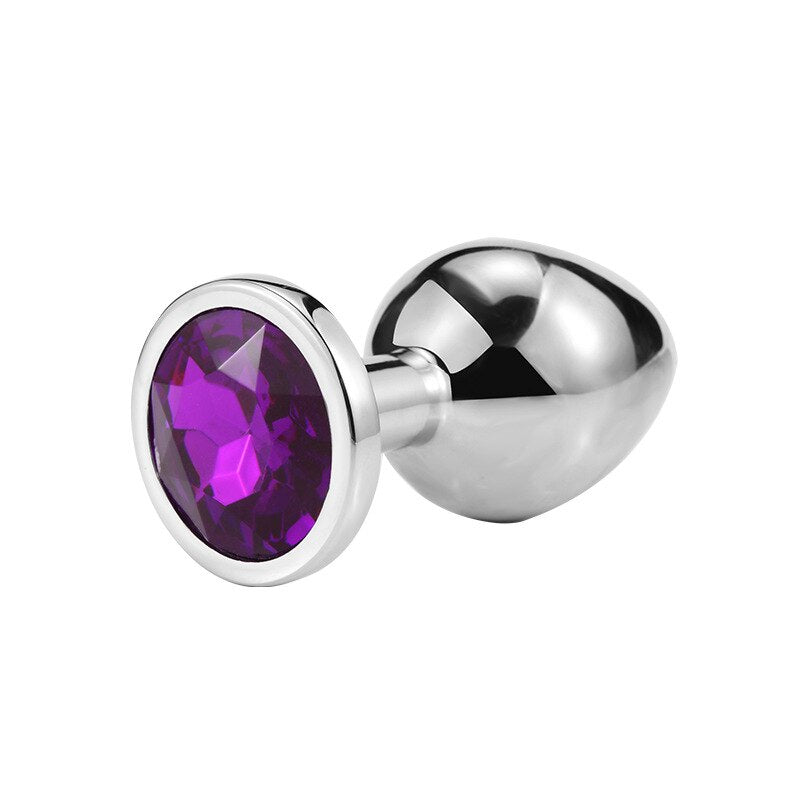 3 Different Size S/M/L Metal Anal Plug with Crystal Jewelry Smooth Prostate Massage Butt Silicone Plug Anal Sex Toys for Woman