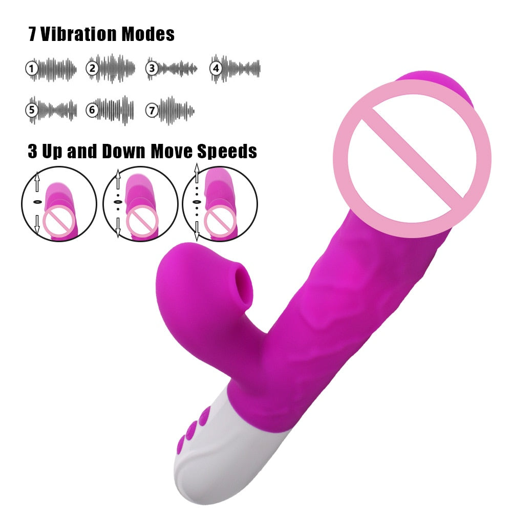 เครื่องสั่นกระต่าย 3-in-1 แบบมีแกนหมุนยืดได้ อุปกรณ์สำหรับกระตุ้นคลิตอริส จุด G และช่องคลอด ของเล่นผู้ใหญ่สำหรับผู้หญิง