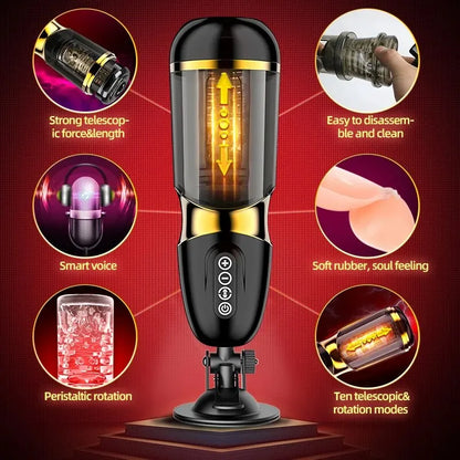 Automatic Rotating Pussy for Men Silicone Self-Pleasure Masturbation Cup 10*10 Modes Sex Toy Realistic Vagina for Adult Men