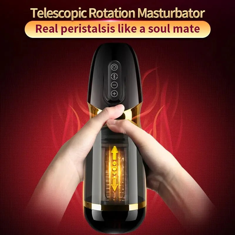Automatic Rotating Pussy for Men Silicone Self-Pleasure Masturbation Cup 10*10 Modes Sex Toy Realistic Vagina for Adult Men