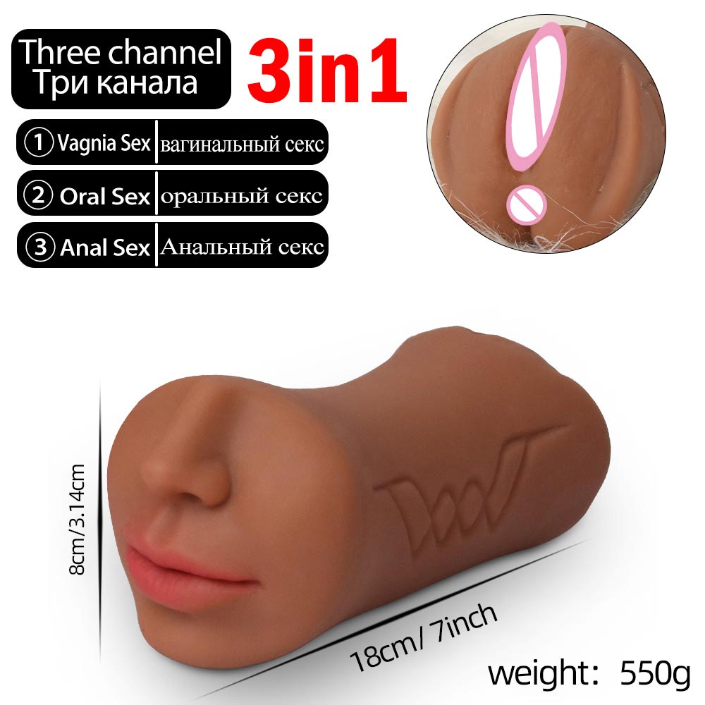 3D ที่สมจริง Oral Masturbation ชายคอหีเพศช่องคลอดจริง Pussy Sextoy สำหรับชาย3ใน1 Masturbstor ผู้ใหญ่อมควย sex Choop