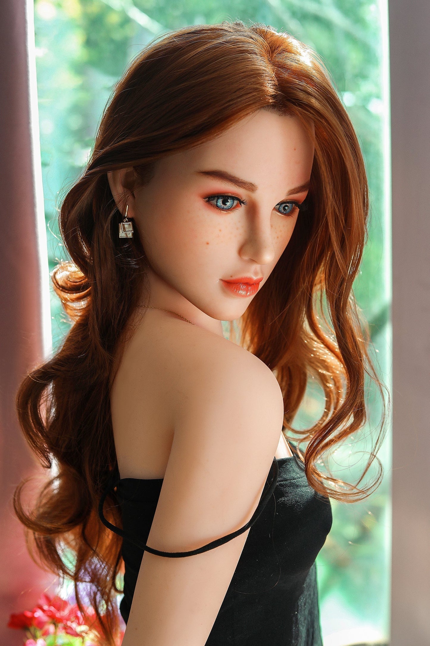 Jessica 159ซม. หัวแบบ TPE หน้าอกเล็ก ดอลล์เซ็กส์แบบเด็กสาวดูสมจริงสีน้ำตาลสำหรับผู้ชาย NO.1057