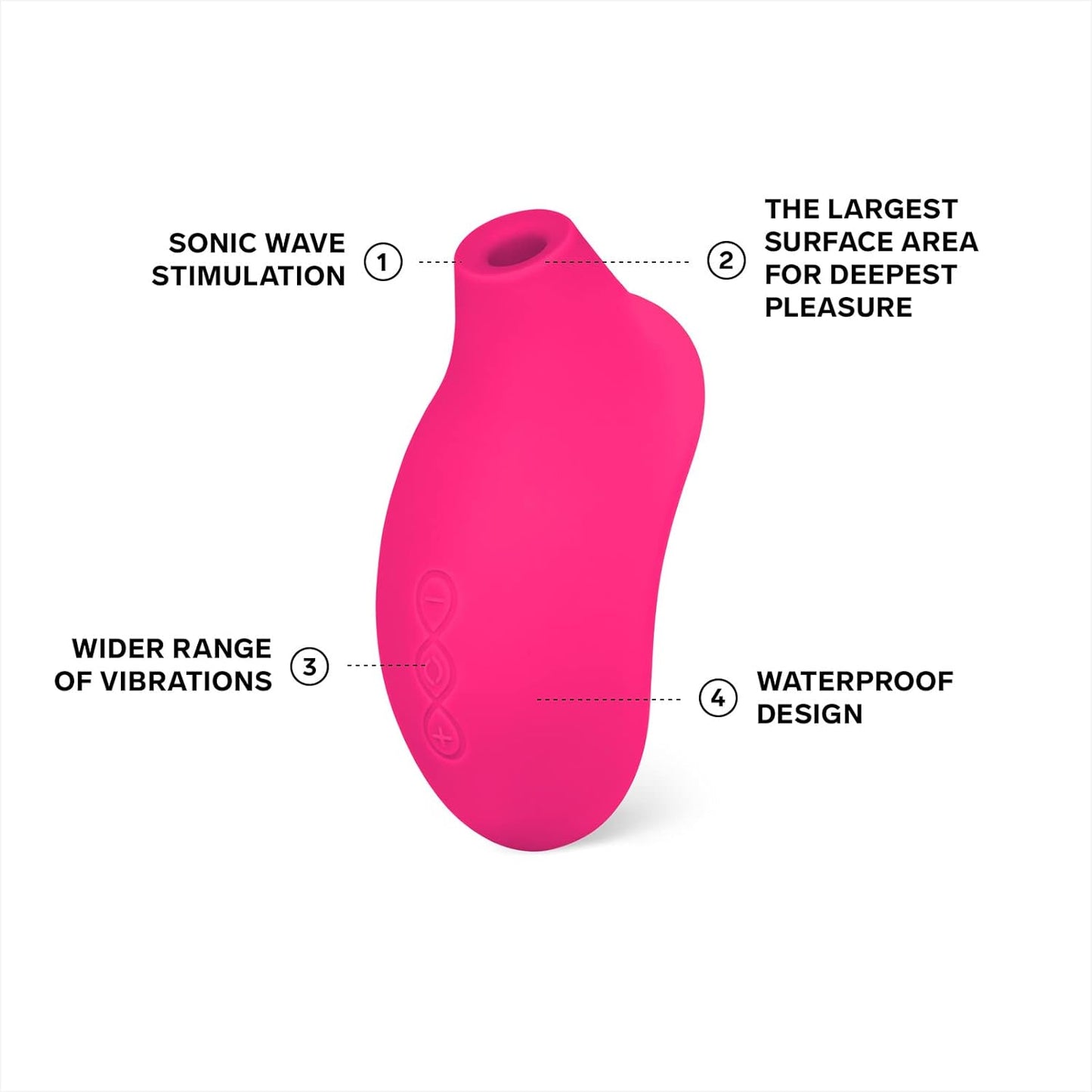 LELO SONA 2 Sonic Waves Clit Sucker อุปกรณ์กระตุ้นคลิทอริสด้วยคลื่นโซนิก กันน้ำได้ สำหรับผู้หญิง เพื่อความพึงพอใจที่ลึกซึ้งยิ่งขึ้น สี Cerise