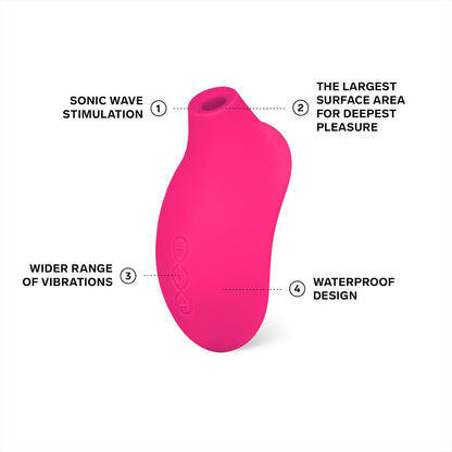 LELO SONA 2 Sonic Waves Clit Sucker อุปกรณ์กระตุ้นคลิทอริสด้วยคลื่นโซนิก กันน้ำได้ สำหรับผู้หญิง เพื่อความพึงพอใจที่ลึกซึ้งยิ่งขึ้น สี Cerise
