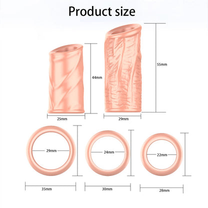 5PCS Foreskin Correction Penis Sleeve Cock Ring Glans Stimulate  Sex Toys for Men Delay Ejaculation Screw Shape Two Sizes