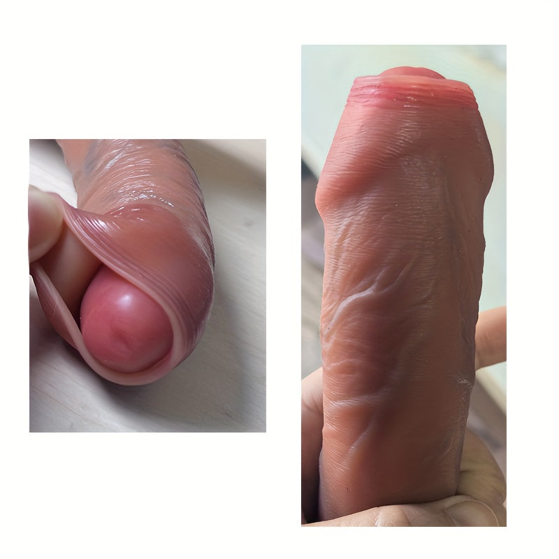 องคชาตเทียมแบบมีหนังหุ้มที่สามารถเลื่อนได้ ของเล่นสำหรับผู้ใหญ่สำหรับคู่รัก เครื่องช่วยสำเร็จความใคร่สำหรับผู้หญิง ของเล่นทางเพศสำหรับผู้ใหญ่