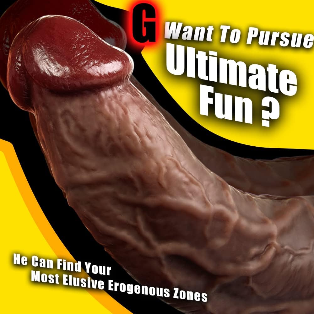 Lubisey 2.36'' Diameter Huge Thick Dildo for G-spot Stimulation Orgasm. Curved Shaft Big Black Dildos with Powerful Suction Cup. Silicone Realistic Dildo Vagina Anal Sex Toys for Women and Men 7.87''