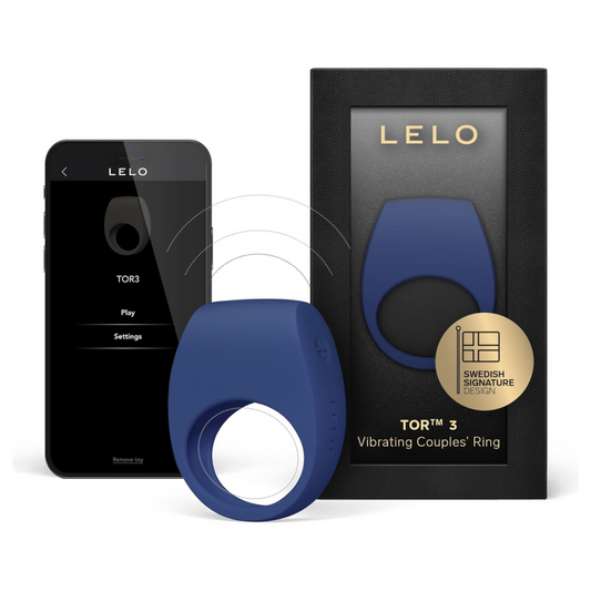 LELO TOR 3 Vibrating Penis Ring App Connected Adult Toy for Man and Woman. Couples Sex Toy with 8 Pleasure Settings for Enhanced Sensation. Silicone Cock Ring. Base Blue