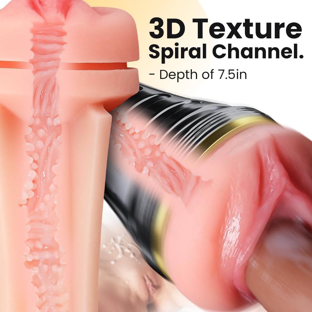 Male Masturbator Cup Sex Toy for Men.Pocket Pussy Realistic Vagina Textured with 7.5in Depth Lifelike Soft and Fleshy Texture.Penis Training Masturbators.Adult Toys Manual Massager. Black