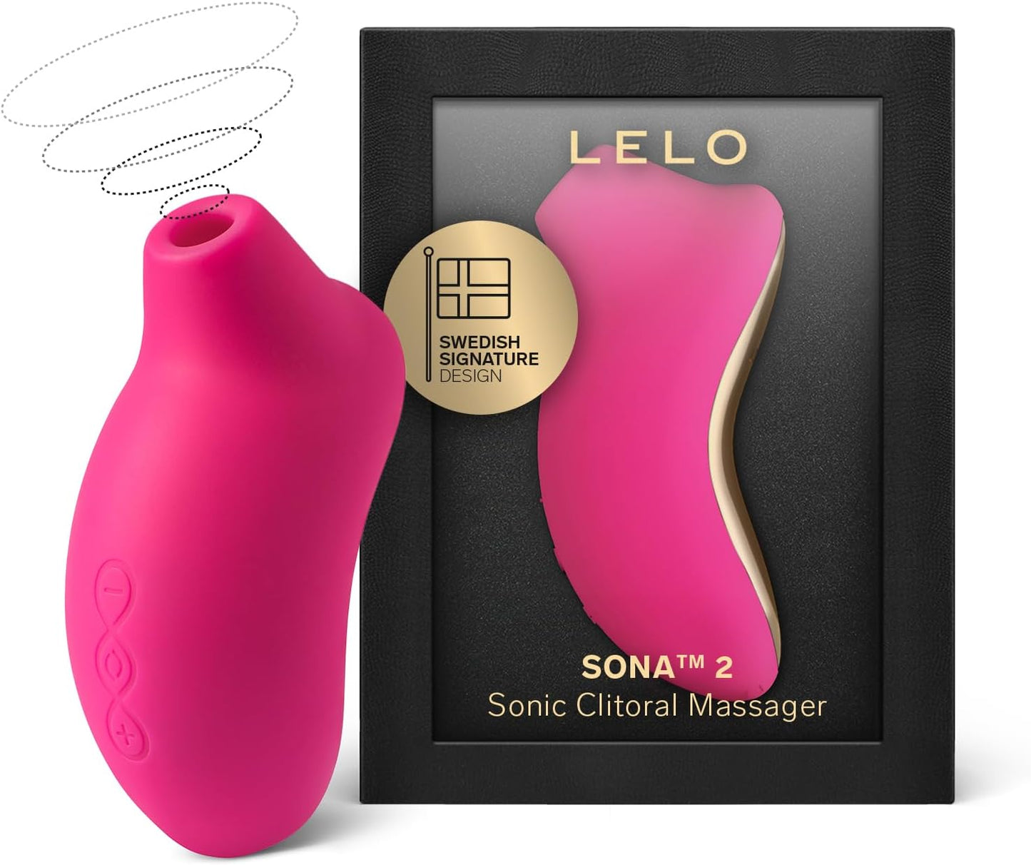 LELO SONA 2 Sonic Waves Clit Sucker อุปกรณ์กระตุ้นคลิทอริสด้วยคลื่นโซนิก กันน้ำได้ สำหรับผู้หญิง เพื่อความพึงพอใจที่ลึกซึ้งยิ่งขึ้น สี Cerise