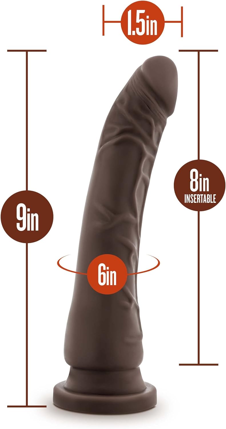 Blush Dr. Skin Plus Realistic Triple Density Posable Dildo - 9 Inch Length 2 Inch Width - Sturdy Firm Suction Cup Base for Hands Free Play and Harness Compatible - Sensa Feel Real Feel - Sex Toy