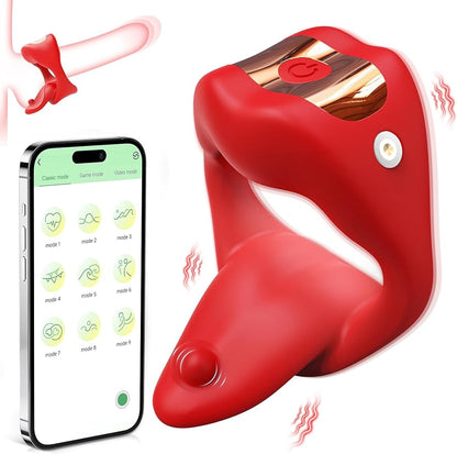 Vibrating Cock Ring Sex Toys for Men. Penis Ring Tongue Design with 9 Vibration Modes. Adult Toys Vibrator with APP Control. Male Couples Sex Toys Clitoral Vibrator. Adult Sex Toys & Games for Couple