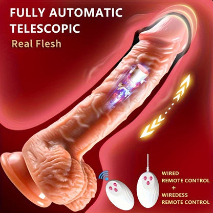 Thrusting Dildo Vibrator For Women. 3 In 1 Realistic Vibrating Dildo With 3 Insertion And 6 Vibration Modes. Remote Control Sex Toy For Female Sexual Pleasure. Adult Toys Female Adult