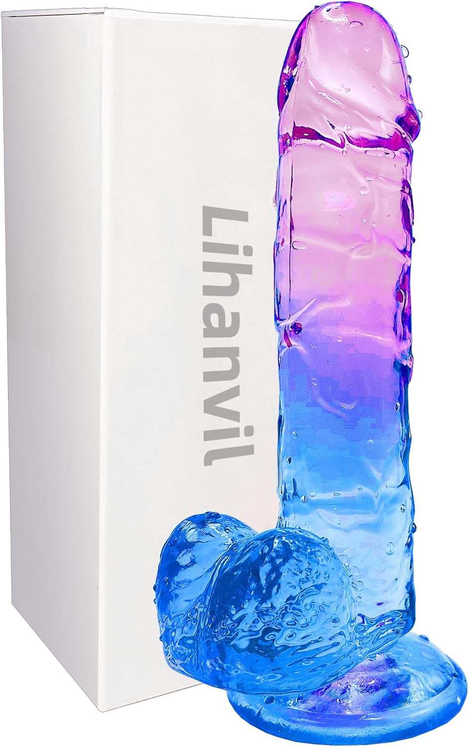 Realistic Dildo Clear Silicone 7.8 Red-Purple Gradient Adult Sex G-spot Dildo with Strong Suction Cup for Women Hand Free Play Flexible Soft Penis Dong. Toys for Vaginal and Anal Stimulation