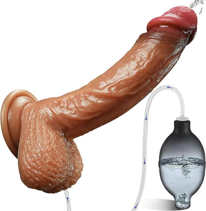 Realistic Squirting Dildo Silicone Ejaculating Dildo. 8.46 Lifelike Suction Cup Dildo for Hands Free Play. Soft Dildo with Curved Shaft and Balls. Adult Sex Toys for Women G Spot and Anal Prostate