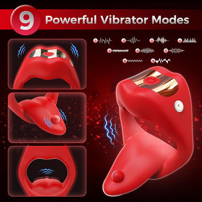 Vibrating Cock Ring Sex Toys for Men. Penis Ring Tongue Design with 9 Vibration Modes. Adult Toys Vibrator with APP Control. Male Couples Sex Toys Clitoral Vibrator. Adult Sex Toys & Games for Couple