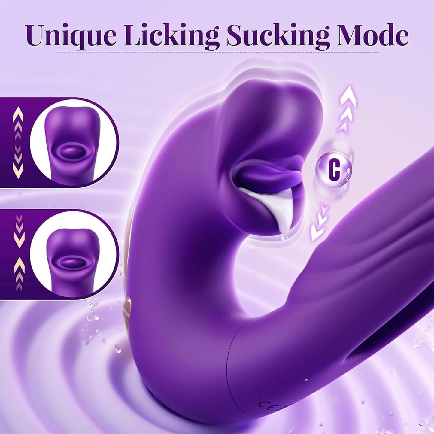 เครื่องนวดสั่น G-Spot สำหรับผู้หญิง 3 in 1 แบบเลียลิ้นพร้อมที่กระตุ้นคลิตอริสสำหรับผู้ใหญ่