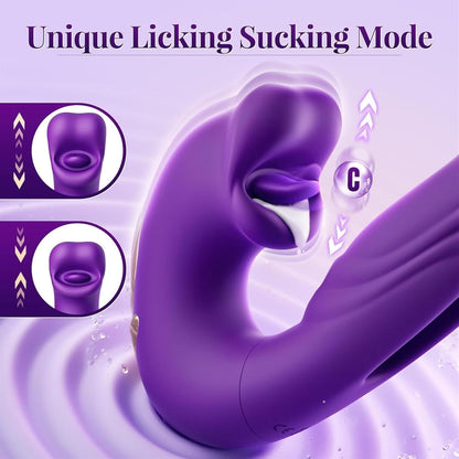 เครื่องนวดสั่น G-Spot สำหรับผู้หญิง 3 in 1 แบบเลียลิ้นพร้อมที่กระตุ้นคลิตอริสสำหรับผู้ใหญ่